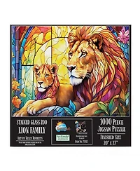 SunsOut Stained Glass Zoo Lion Family 1000 piece Jigsaw Puzzle for Adults