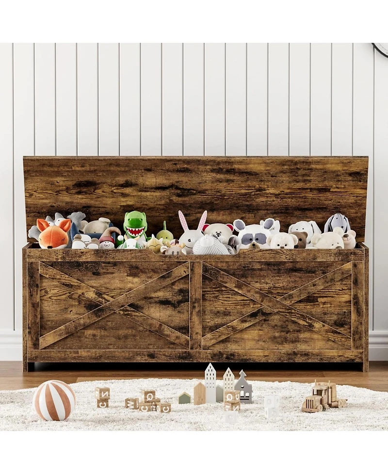 gaomon 47.2" Wooden Storage Chest, Safety Hinges, Easy Assembly, Large Toy Bench, Entryway, Living Room