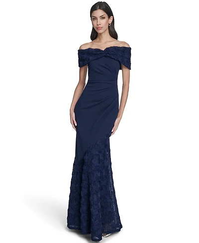 Eliza J Petite Off-The-Shoulder Long Dress