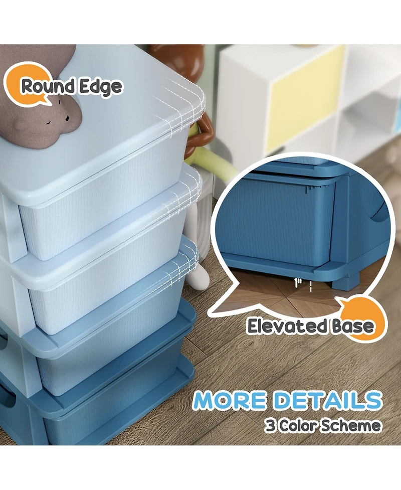 Qaba 30" 4 Tier Kids Storage Unit Dresser Tower,