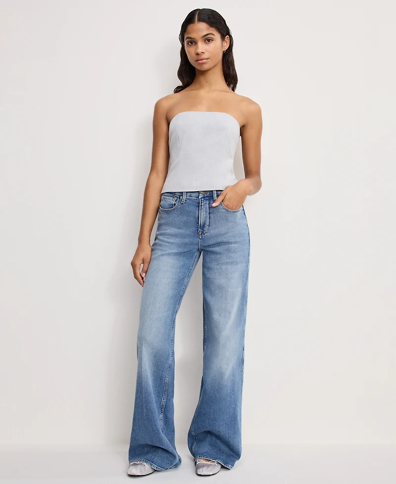 Good American Women's Skate Wide Leg Ankle Jeans