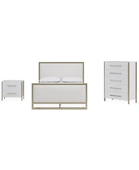 Furniture Emila 3-Pc. Upholstered King Bedroom Set Bed, 2-Drawer Nightstand and Chest