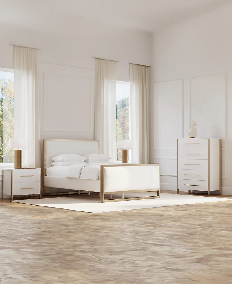 Furniture Emila 3-Pc. Upholstered Cal. King Bedroom Set Bed, 2-Drawer Nightstand and Chest