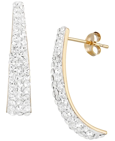 Macy's High Polished Pave Crystal Hoop Earrings (1/2 ct. t.w.) in 14k Yellow Gold Over Sterling Silver