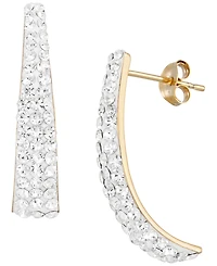 Macy's High Polished Pave Crystal Hoop Earrings (1/2 ct. t.w.) in 14k Yellow Gold Over Sterling Silver