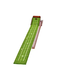 Sugift Golf Putting Mat Indoor 1-Hole Green with Ball Return and Wood Base
