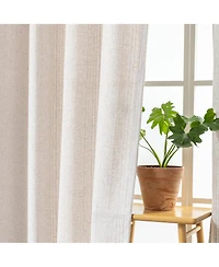 Awesome Home Linen Blend Solid Striped Room Darkening Curtains Pair