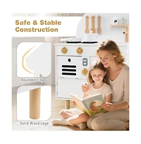 Hongge Wooden Kids Play Kitchen with Stove Sink Microwave and Oven