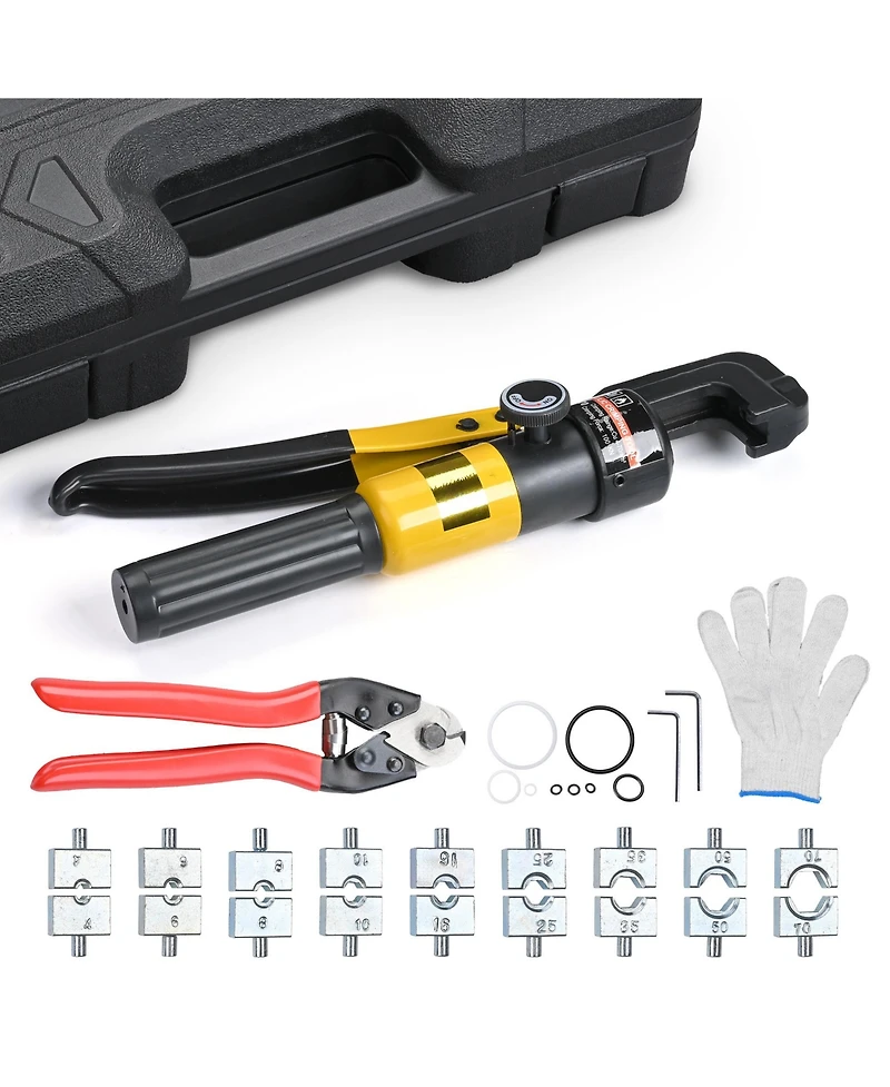 Yescom Hydraulic Wire Crimping Tool with Cable Cutter for Battery Cable Lug Terminal 1/8" to 3/16" Deck Railing Hardware