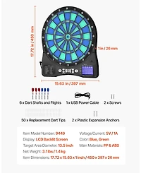 Sugift Electronic Dartboard Led Target with 48 Games and 500 Variations for 8 Players
