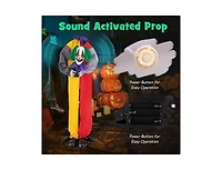 Mondawe 4.5ft Grins Animatronic Clown with Pre-Recorded Phrases and Led Eyes
