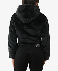 True Religion Women's Branded Faux Fur Zip Jacket