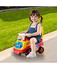 Mecale Ride On Push Car for Toddlers 1-3, Sit-to-Stand Racer with Music Wheel, Horn & Under-Seat Storage, Ride Toy for Boys Girls