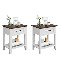 gaomon Nightstands, End Table with Drawer, Side Table for Living Room, 2 Tiers Storage Shelves Bedside Table for Study Room, Bedroom