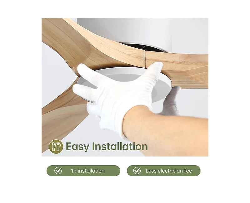 52-inch Modern White 3-Blade Ceiling Fan with Remote Control and Supporting Mobile Device Connection