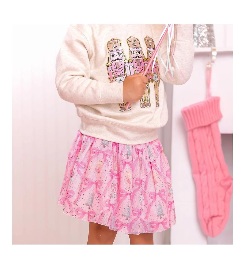 Sweet Wink Big Girls Pastel Nutcracker Patch Christmas Sweatshirt