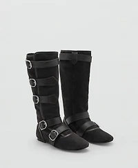 Mango Women's Buckle Suede Boots