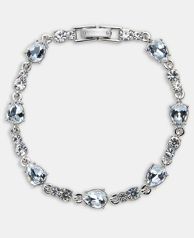 Givenchy Silver Tone Crystal Drama Open Flex Bracelet