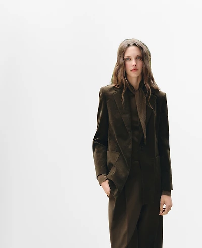 Mango Women's Pockets Velveteen Jacket