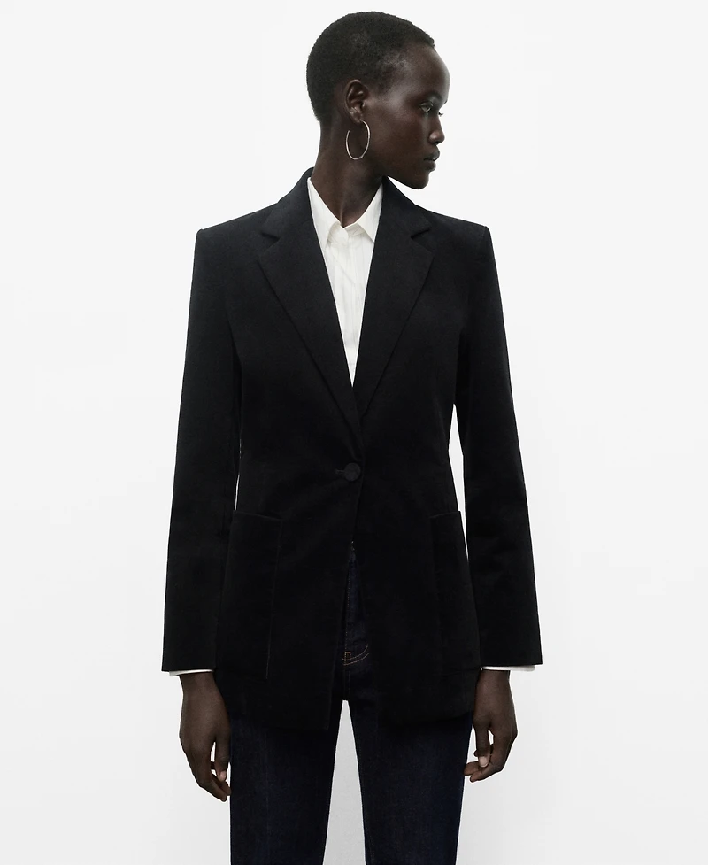 Mango Women's Pockets Velveteen Jacket