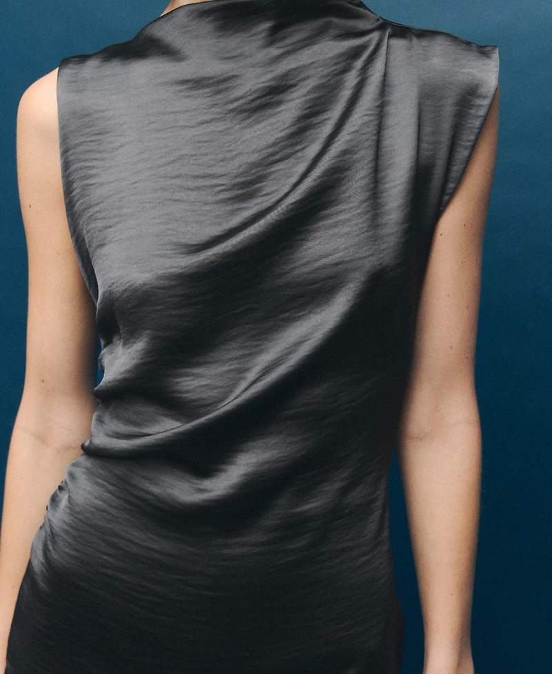 Mango Women's Creased Effect Satin Dress