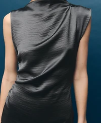 Mango Women's Creased Effect Satin Dress