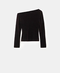 Mango Women's Sparkles Asymmetrical Velvet Top