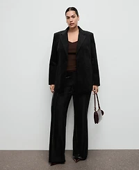 Mango Women's Seam Detail Velvet Pants