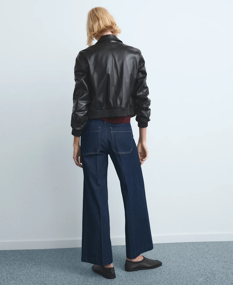 Mango Women's Pockets Wide-Leg Jeans