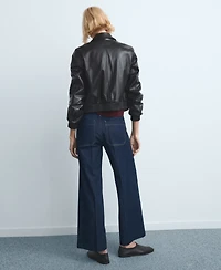 Mango Women's Pockets Wide-Leg Jeans