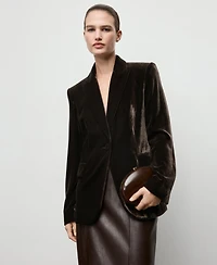 Mango Women's Structured Velvet Blazer