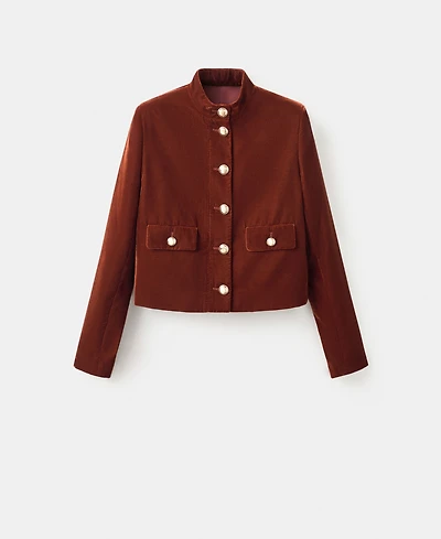 Mango Women's Buttons Velvet Jacket