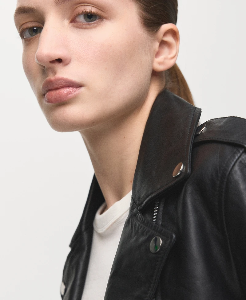 Mango Women's Leather Biker Jacket