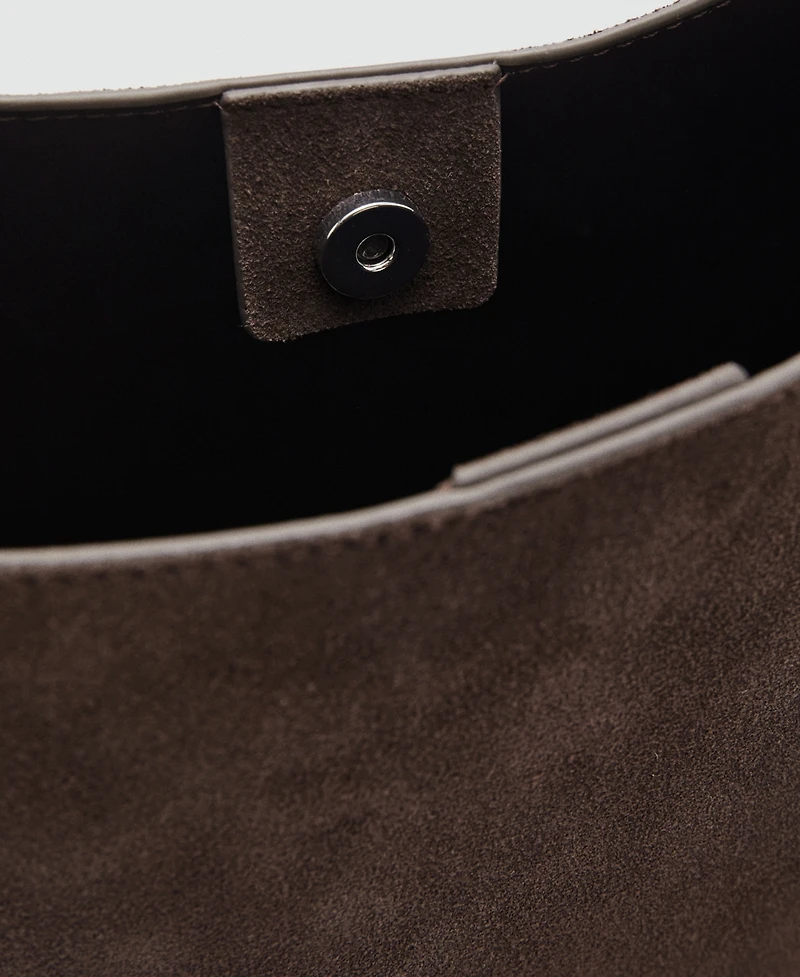 Mango Women's Suede Leather Shopper Bag