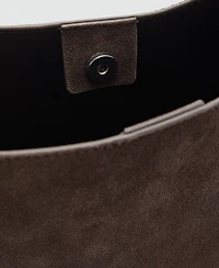 Mango Women's Suede Leather Shopper Bag