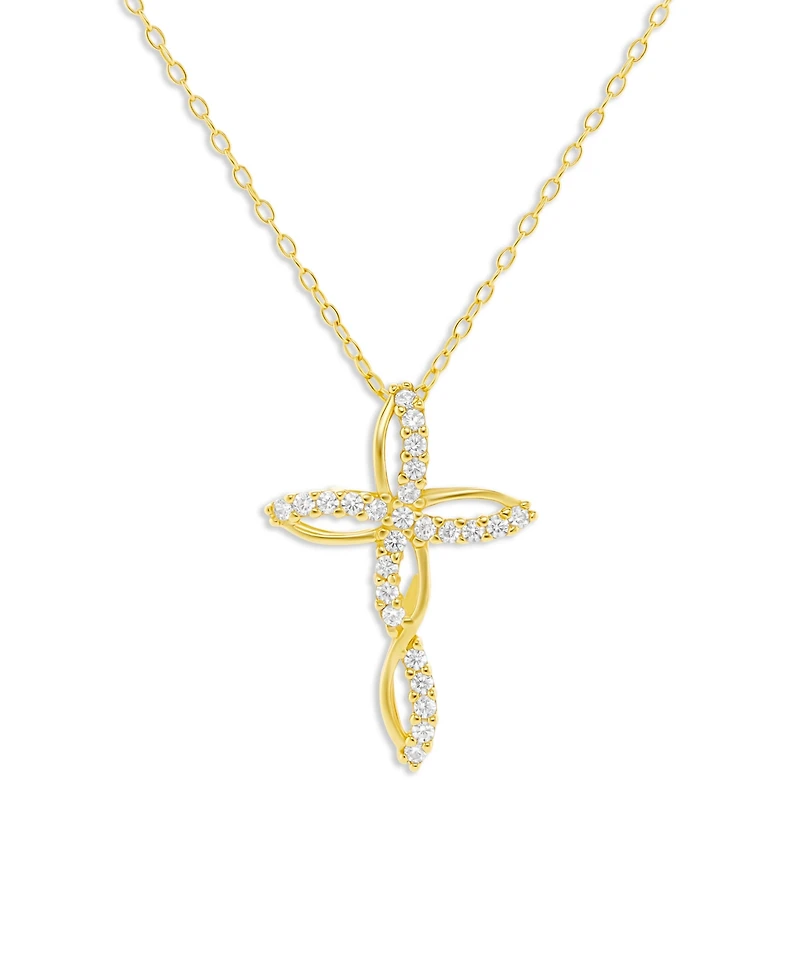 Holiday Lane Cubic Zirconia Cross Pendant Necklace, Macy's Exclusive