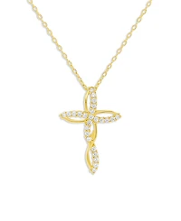 Holiday Lane Cubic Zirconia Cross Pendant Necklace, Macy's Exclusive