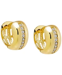 by Adina Eden Cubic Zirconia Gold Plated Gold Plated Lined Wide Huggie Earrings