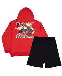 Mario Kart Big Boys Super Mario Hoodie and Shorts 2-Piece Outfit Set