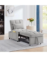 sumyeg 4-in-1 Convertible Sofa Bed with Storage Pockets Adjustable Backrest and Chaise Lounge
