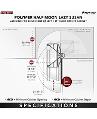 Rev-a-Shelf 33" Lazy Susan Half-Moon Polymer Two-Tier Blind Cabinet 6882-33-11-570