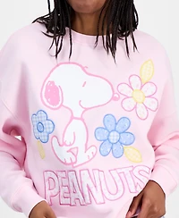 Peanuts Juniors' Snoopy Flower Crewneck Sweatshirt