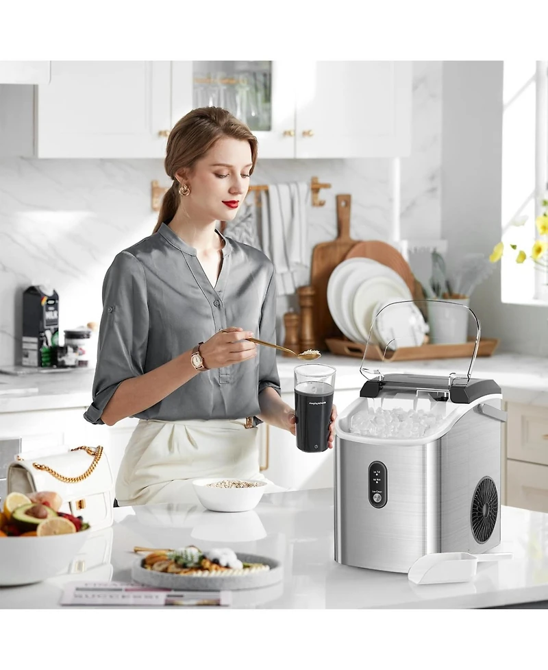 Cowsar Nugget Ice Makers Countertop, Pellet Ice Maker Machine with Soft Chewable Ice, 34lbs/Day, Pebble Ice Maker Countertop with Self-Cleaning