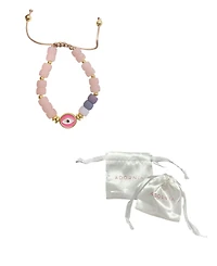 Adornia Pink Evil Eye Enamel Beaded Bolo Bracelet