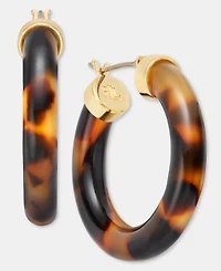 Lauren Ralph Lauren Gold-Tone Tortoise Shell Look Small Hoop Earrings, 0.8"