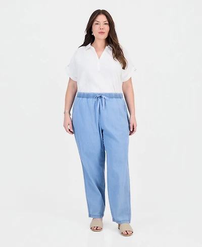 Style & Co Plus Tie-Waist Wide-Leg Pants, Macy's Exclusive