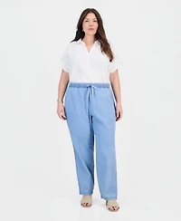 Style & Co Plus Tie-Waist Wide-Leg Pants, Macy's Exclusive
