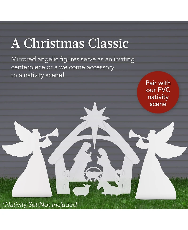 Best Choice Products 3ft Set of 2 Christmas Angel Yard Decorations w/ Weather-Resistant Pvc, 4 Stakes
