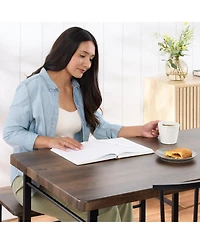 Best Choice Products 4-Piece Dining Kitchen Table Set w/ 2 Spindle-Back Chairs, Bench