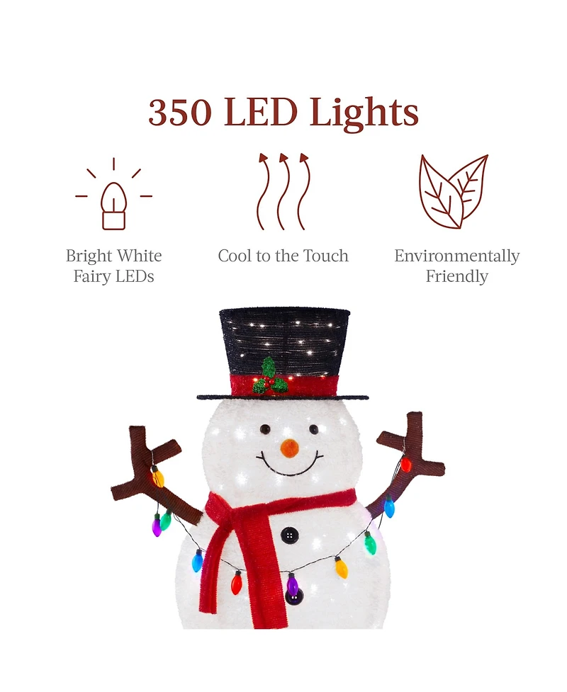 Best Choice Products Lighted Pop-Up Snowman, Outdoor Christmas Holiday Decoration w/ Led Lights, Hat, Scarf
